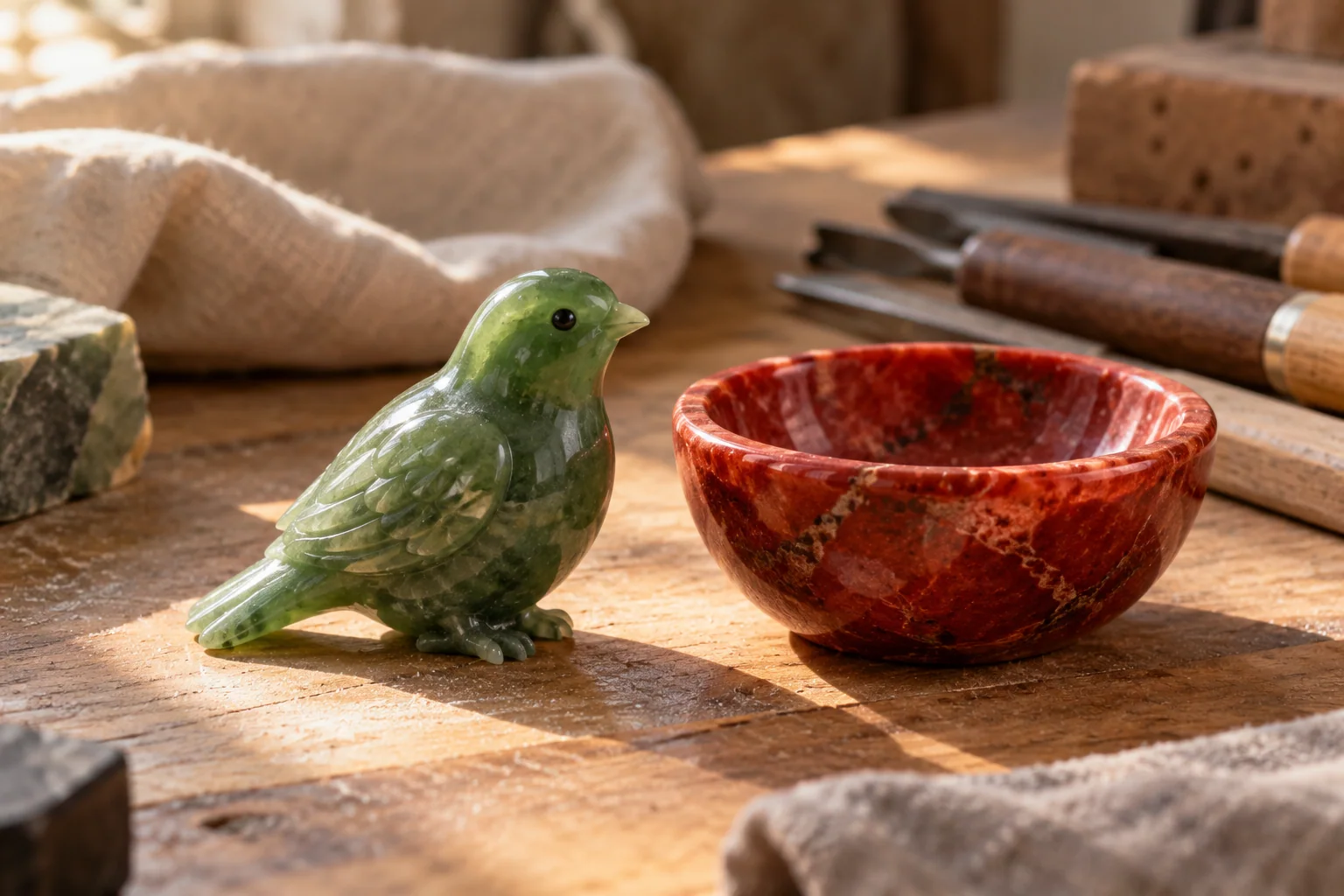 Hand-carved gemstone object